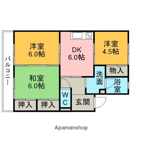 サンメゾン一ツ木 2階 3DK 賃貸物件詳細