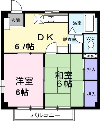 ハイツグラン・ブルー 2階 2DK 賃貸物件詳細