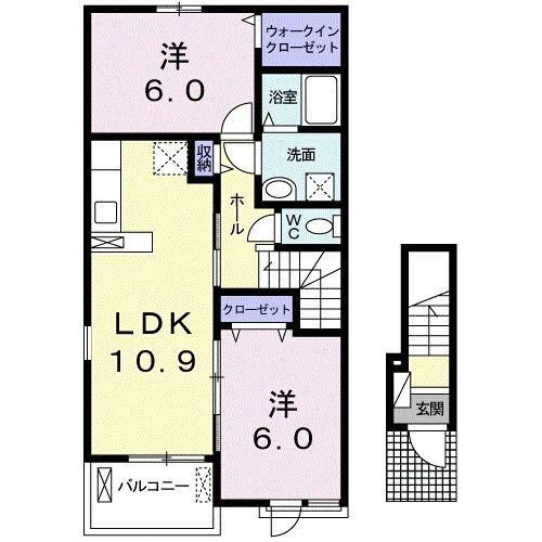 愛媛県東温市南方 横河原駅 2LDK アパート 賃貸物件詳細