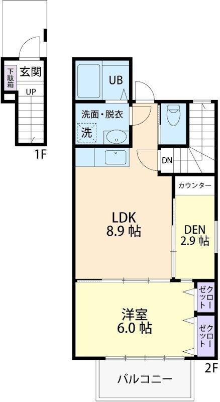グリーンテラス（Ｇｒｅｅｎ　Ｔｅｒｒａｃｅ）　　Ａ 2階 1LDK 賃貸物件詳細