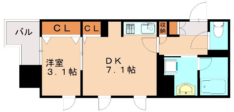 福岡県福岡市博多区博多駅南２ 博多駅 1DK マンション 賃貸物件詳細