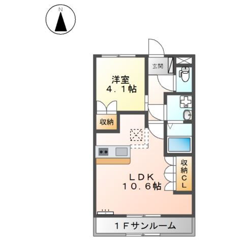 サンリバー正木 1階 1LDK 賃貸物件詳細