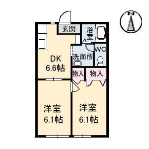 愛媛県東温市野田１ 牛渕団地前駅 2DK アパート 賃貸物件詳細