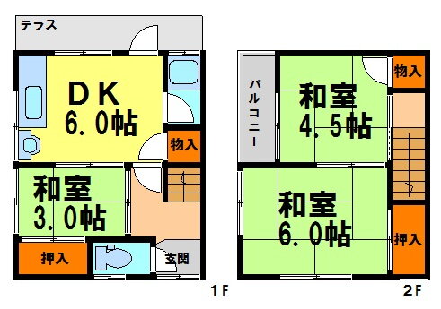 加茂３丁目７－３テラスハウス 3DK 賃貸物件詳細