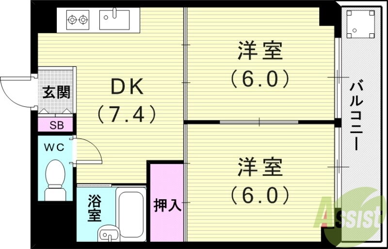 兵庫県神戸市東灘区御影中町１ 御影駅 2DK マンション 賃貸物件詳細