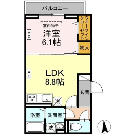 Ｄ　Ｐａｉｎａ　旭町 2階 1LDK 賃貸物件詳細
