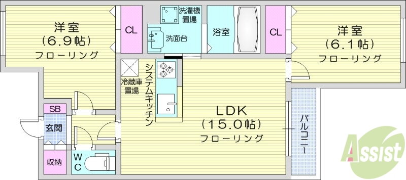 ｎｉｄ・ｓｕｄ 1階 2LDK 賃貸物件詳細