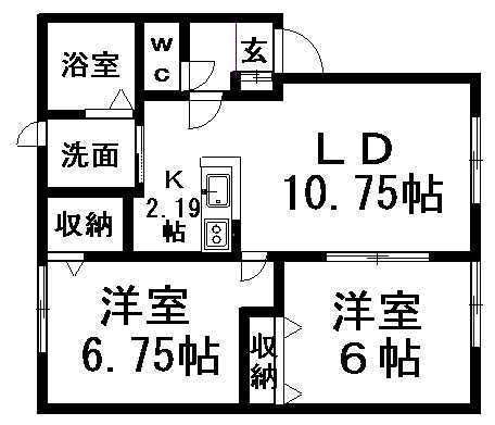 北海道北広島市大曲並木３ 北広島駅 2LDK アパート 賃貸物件詳細