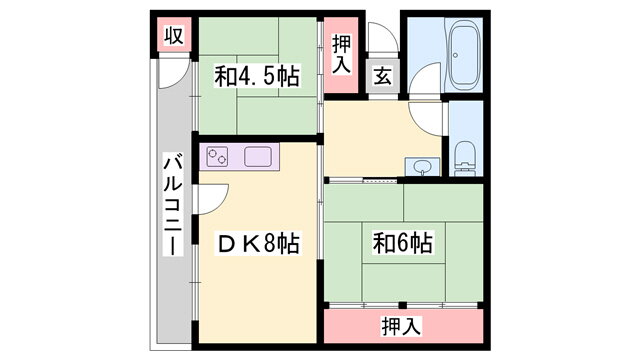 兵庫県加古川市別府町新野辺 浜の宮駅 2DK アパート 賃貸物件詳細