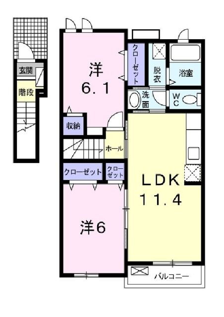 ブランコートＡ 2階 2LDK 賃貸物件詳細