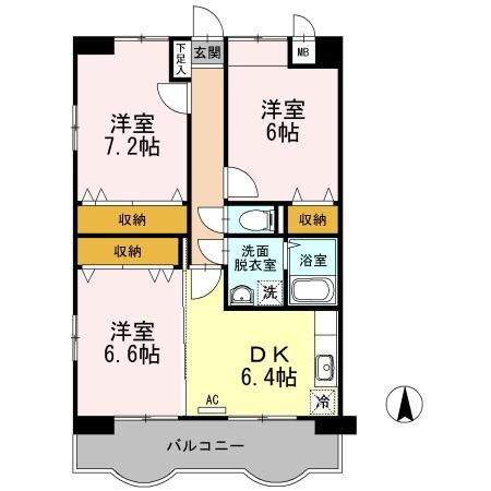 シャルム・クレール 3階 3DK 賃貸物件詳細