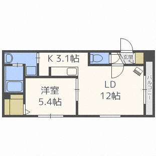北海道札幌市西区二十四軒一条６ 二十四軒駅 1LDK マンション 賃貸物件詳細