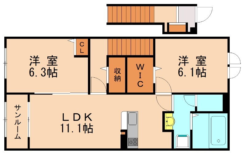 福岡県飯塚市花瀬 飯塚駅 2LDK アパート 賃貸物件詳細