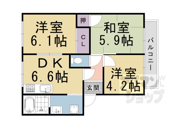 京都府京都市西京区大枝東長町 洛西口駅 3DK アパート 賃貸物件詳細