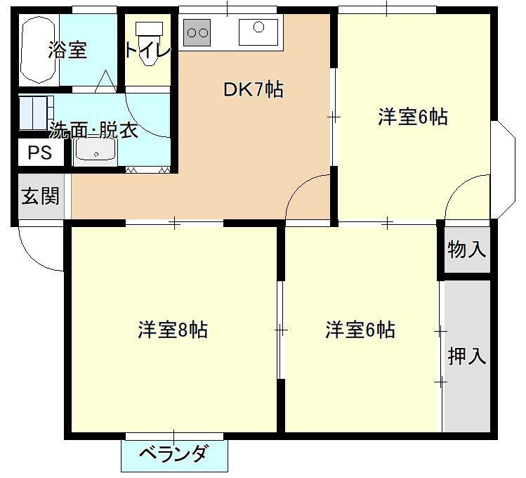 山形県山形市富の中３ 山形駅 3DK アパート 賃貸物件詳細