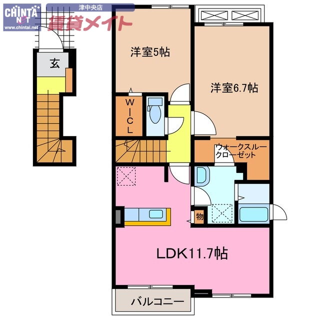三重県津市上浜町３ 江戸橋駅 2LDK アパート 賃貸物件詳細