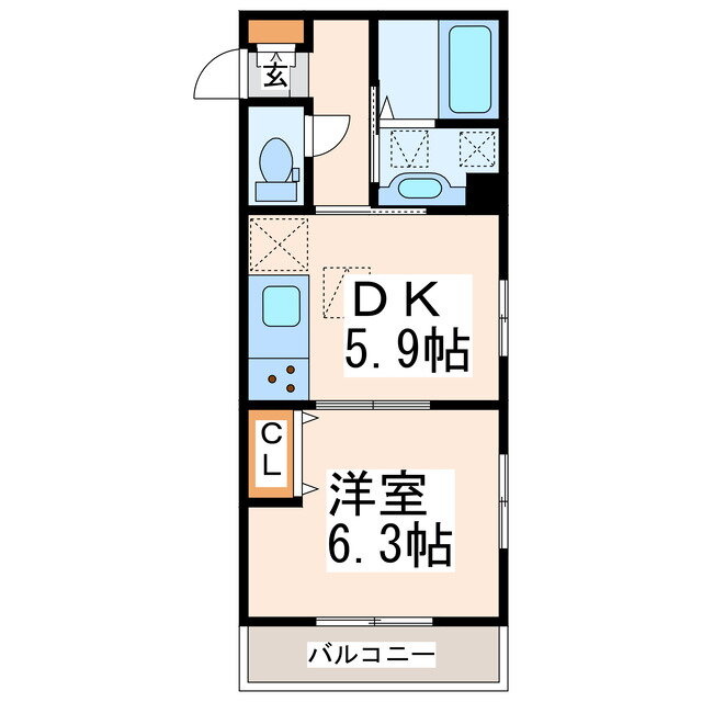 熊本県熊本市西区二本木５ 田崎橋駅 1DK アパート 賃貸物件詳細