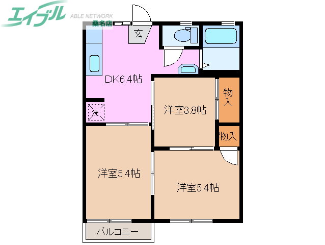 三重県桑名市筒尾６ 星川駅 3DK アパート 賃貸物件詳細