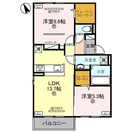 福井県福井市手寄２ 福井駅 2LDK アパート 賃貸物件詳細