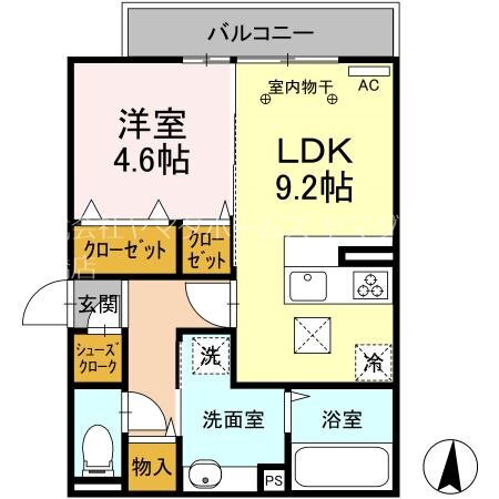 Ｄ－ＲＯＯＭ紅雲町Ａ 2階 1LDK 賃貸物件詳細