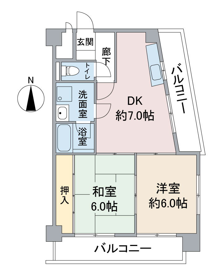 エステートＩＩ 4階 2DK 賃貸物件詳細