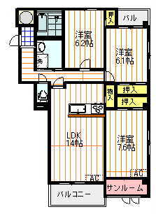 Ｆ．Ｗｅｓｔ　ＢＬＤ 2階 3LDK 賃貸物件詳細