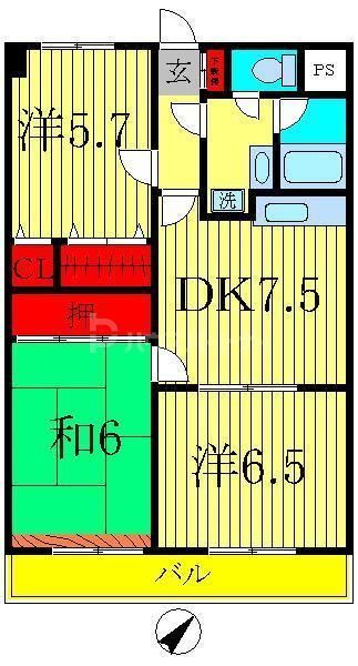 ブライトステージ南柏 3階 3DK 賃貸物件詳細