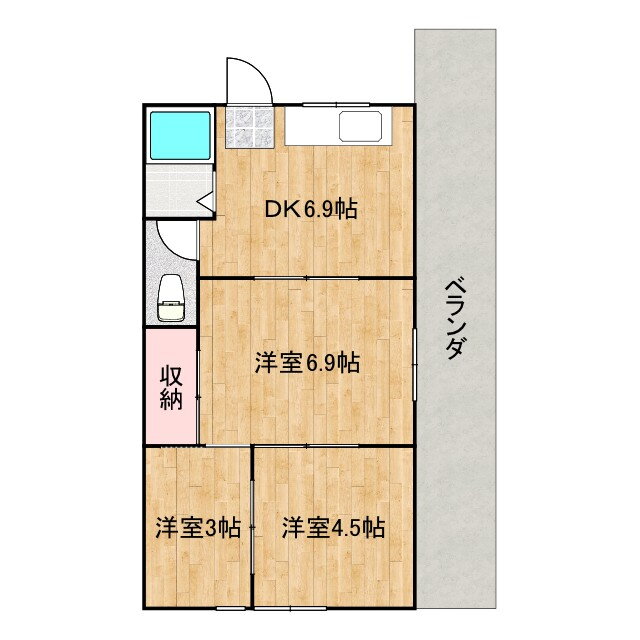 広島県福山市南蔵王町５ 東福山駅 3DK マンション 賃貸物件詳細