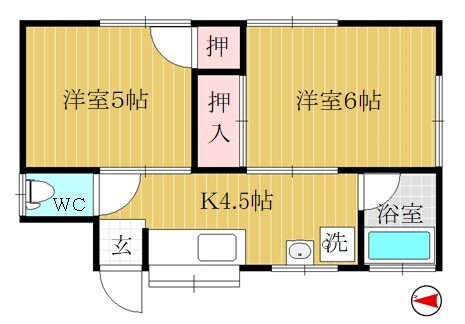 第２中田荘 1階 2K 賃貸物件詳細