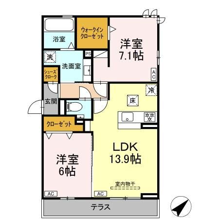 Ｄ－ｓｑｕａｒｅつつじが丘　２号地 1階 2LDK 賃貸物件詳細