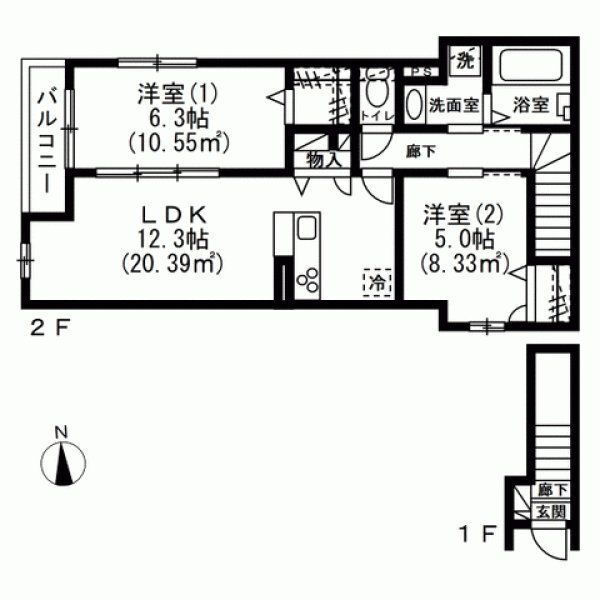 メルヴェーユ代沢 2階 2LDK 賃貸物件詳細