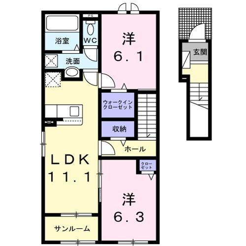 青森県八戸市大字沢里字鹿島沢 本八戸駅 2LDK アパート 賃貸物件詳細