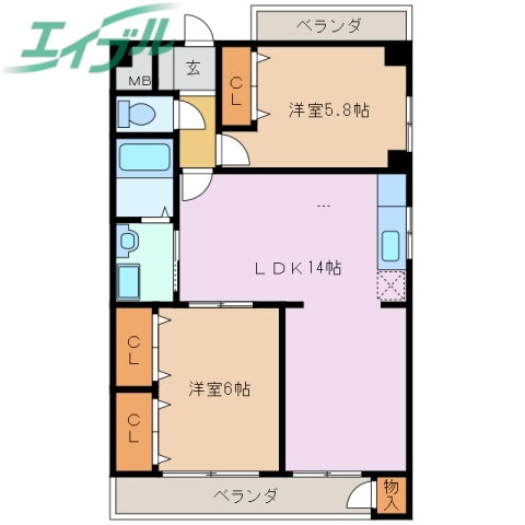 三重県四日市市西浜田町 赤堀駅 2LDK マンション 賃貸物件詳細