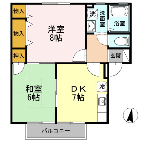 ボヌール・Ｎ　Ｂ棟１０６号室 1階 2DK 賃貸物件詳細