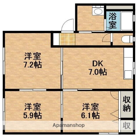 静岡県浜松市中央区瓜内町 浜松駅 3DK アパート 賃貸物件詳細