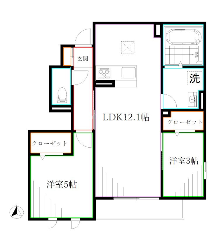 ブラン・シエル 1階 2LDK 賃貸物件詳細