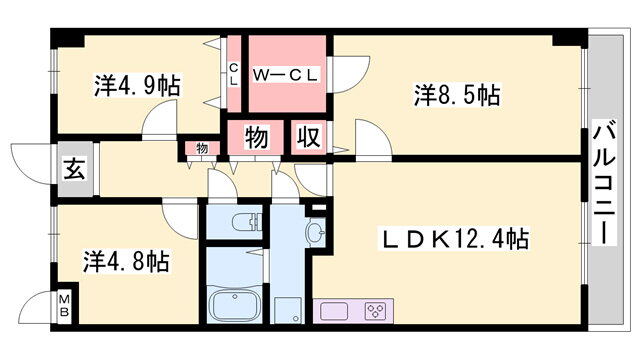 兵庫県姫路市東辻井４ 姫路駅 3LDK マンション 賃貸物件詳細