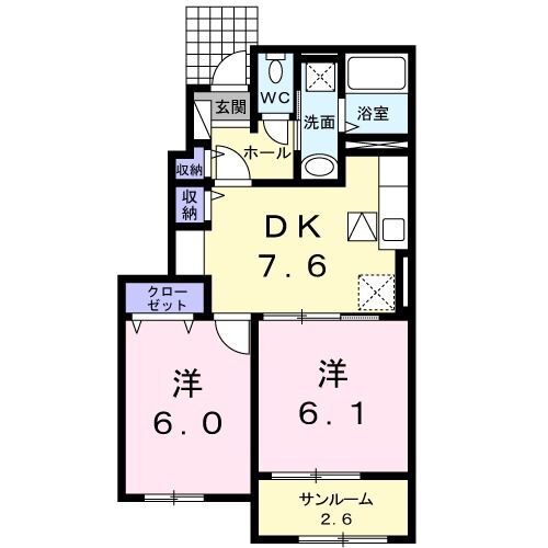 インフィニティ　Ｉ 1階 2DK 賃貸物件詳細