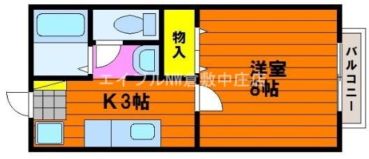 岡山県岡山市北区大内田 庭瀬駅 1K アパート 賃貸物件詳細