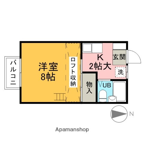 ピュアコート 2階 1K 賃貸物件詳細