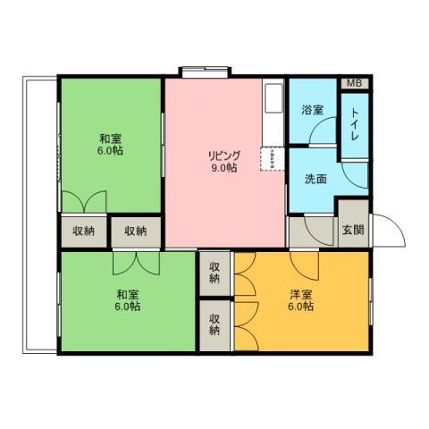 スカイ横浜ＩＩ 2階 3DK 賃貸物件詳細