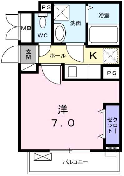 フェリシオフラン 2階 1K 賃貸物件詳細