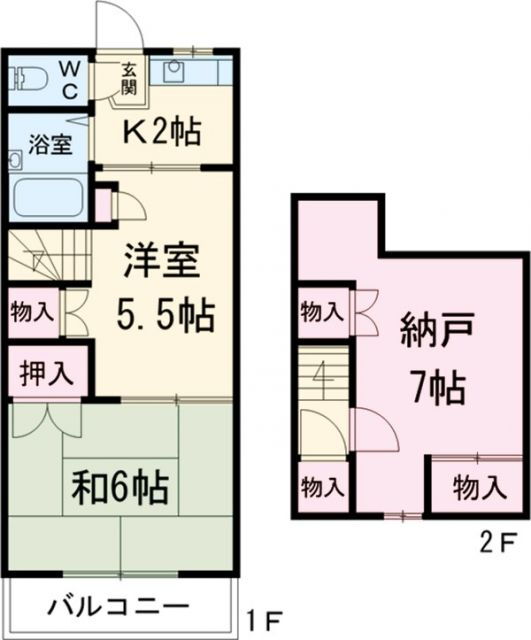 ハイツ中村園Ｂ 2階 2SK 賃貸物件詳細