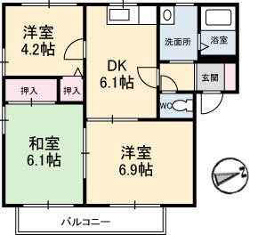 アネックス立岩　Ｂ棟 2階 3DK 賃貸物件詳細