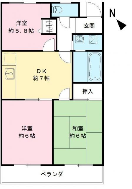 大阪府岸和田市箕土路町２ 久米田駅 3DK マンション 賃貸物件詳細
