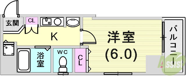 兵庫県神戸市中央区橘通２ 神戸駅 1K マンション 賃貸物件詳細