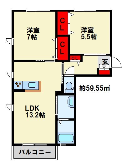 福岡県行橋市東大橋２ 行橋駅 2LDK アパート 賃貸物件詳細