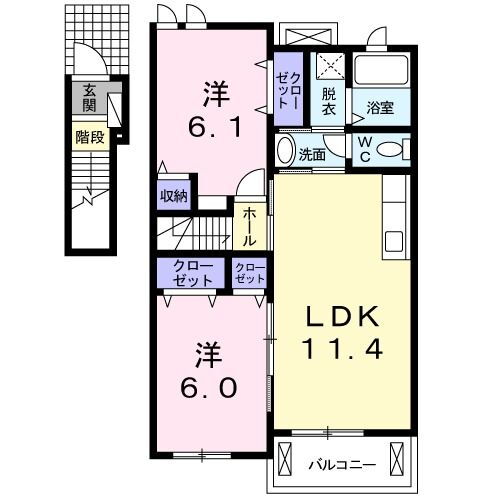 群馬県桐生市広沢町６ 小俣駅 2LDK アパート 賃貸物件詳細