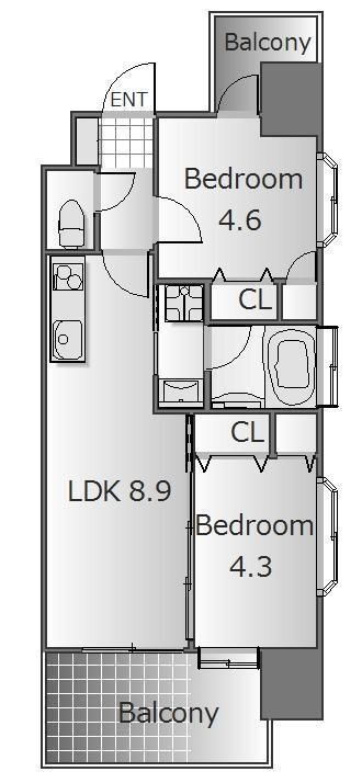 コンプレートＳＥＫＩＪＯＵ 2階 2LDK 賃貸物件詳細