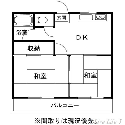 メゾンドアール 2階 2DK 賃貸物件詳細